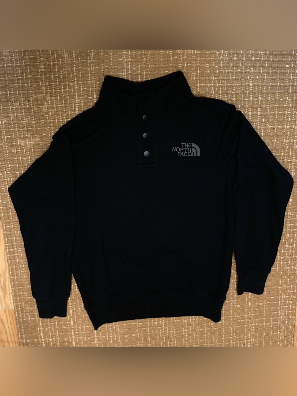 The North Face Black Snap-Button Pullover Sweatshirt